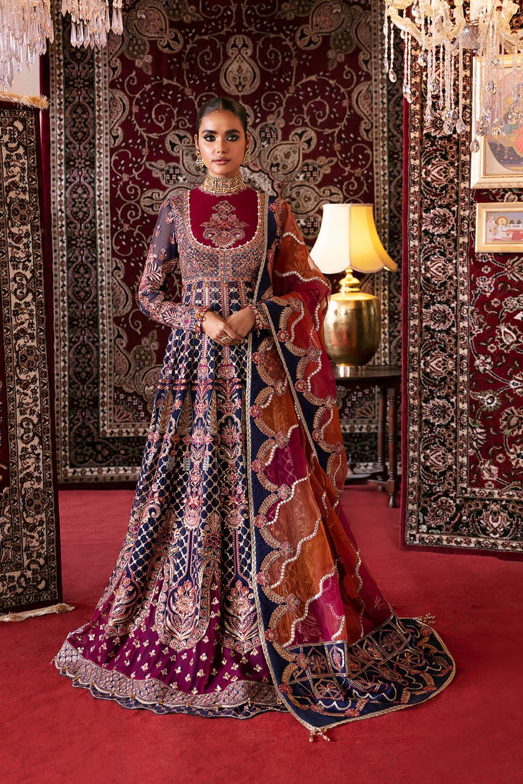 red formal pakistani dresses NB-4000 Red Formal Dress Stitched