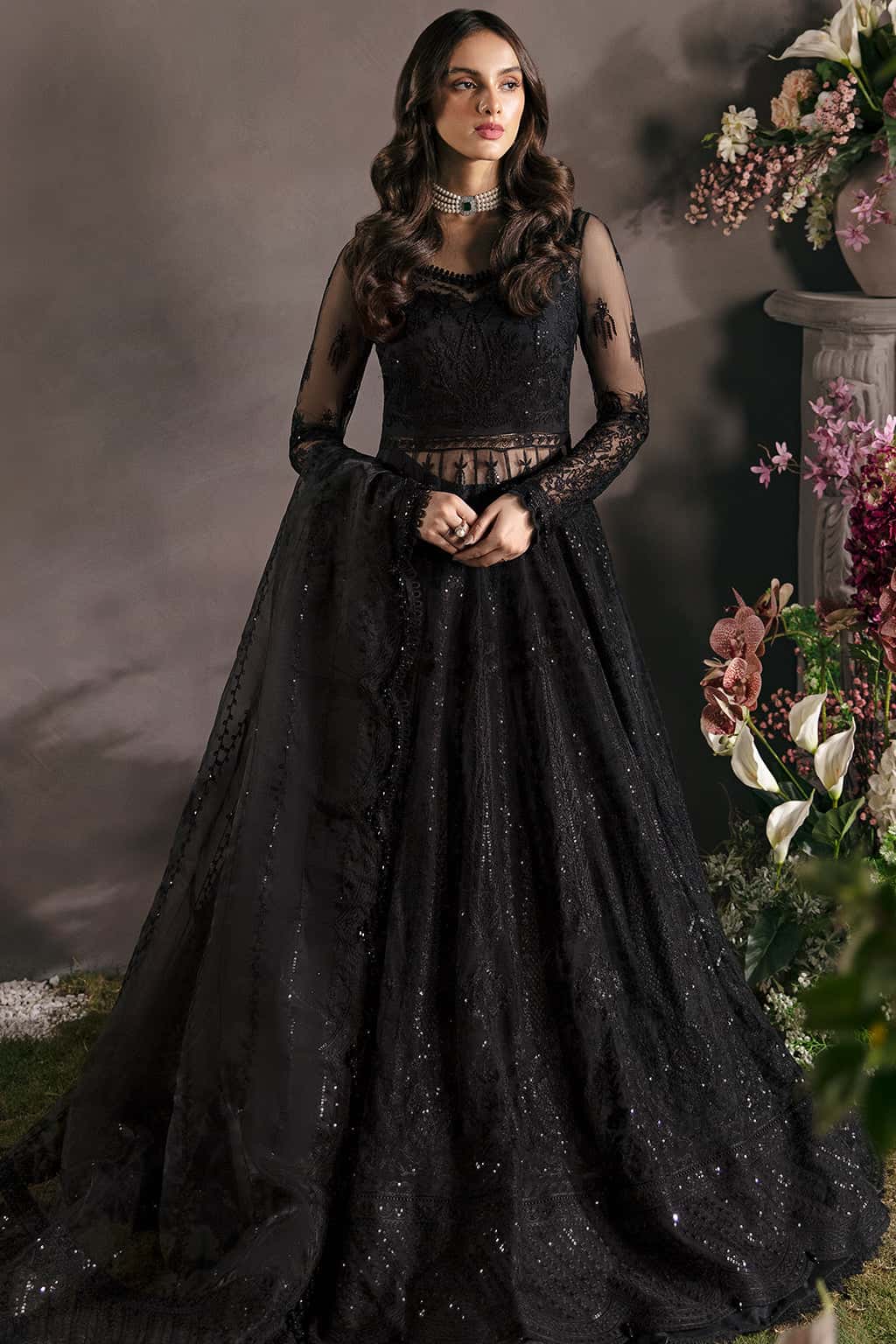 afrozeh black dress Black Raw Silk Suit | Afrozeh Pakistani Chiffon Dresses