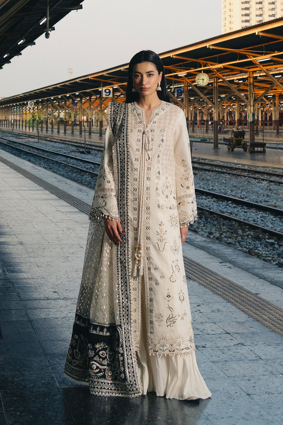 embroidered lawn dress Luxury Heavy Embroidered EID Lawn Dress with Embroidered NET Dupatta ( –  DressyZone.com main image 0
