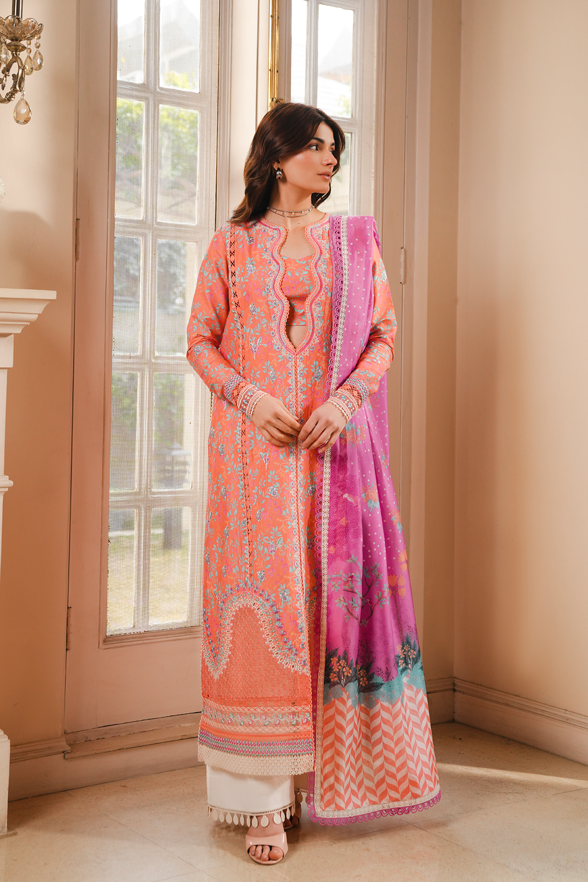 afrozeh orange dress Afrozeh Orange Net Bridal Collection Replica