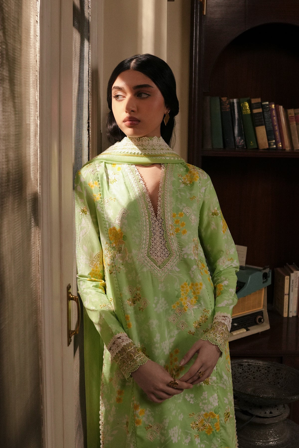 embroidered summer lawn suit