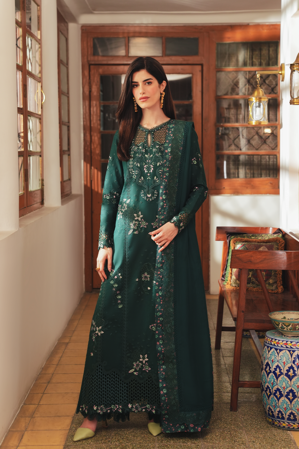 Pistaani Eid Pret Dress 2026 Luxury Green Outfit by Afrozeh Pistaani Eid Pret Dress 2026 Luxury Green Outfit by Afrozeh