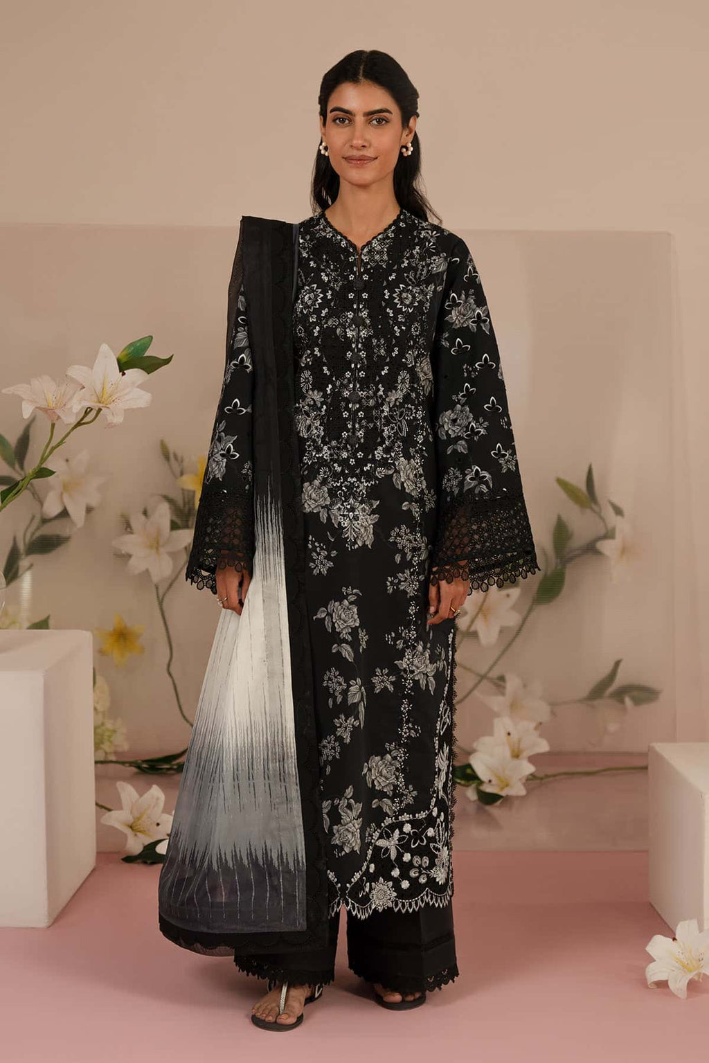lawn with silk dupatta