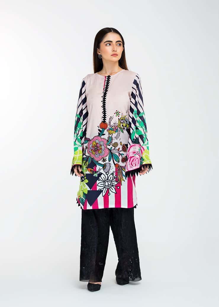 Stitched Embroidered Kurti Tropical Glam